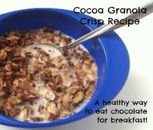 Cocoa Granola Crisp Recipe! A healthy way to eat chocolate for breakfast! Adventures in Mindful Living 