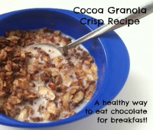 Cocoa Granola Crisp Recipe! A healthy way to eat chocolate for breakfast! Adventures in Mindful Living