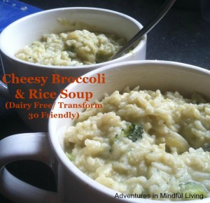 Cheesy Broccoli and Rice Soup- a healthier version of your old favorite one! 
