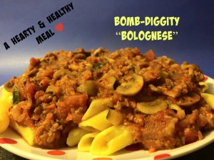 Bomb-Diggity “Bolognese”! This is a tasty,easy,super hearty and healthy meal! You will never miss the meat! 