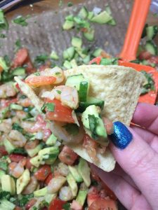 Avocado Shrimp Salsa - so easy to make! Makes a great snack or light meal! Adventures in Mindful Living 