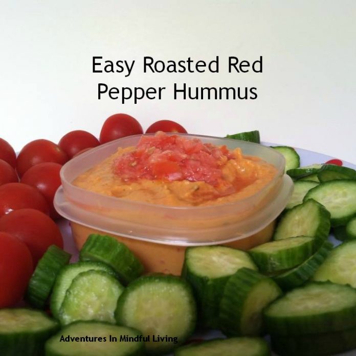 Easy Roasted Red Pepper Hummus! Easy and yummy Snack!!